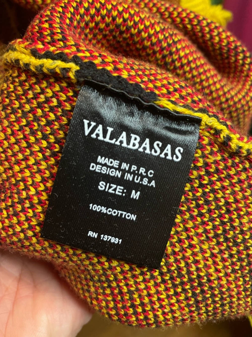 VALABASAS Pledge Sweater - Yellow Patterned Fringed - Picture 7 of 7